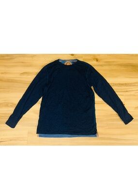 Robert Graham Navy Long Sleeve Crewneck with Blue Stitching medium